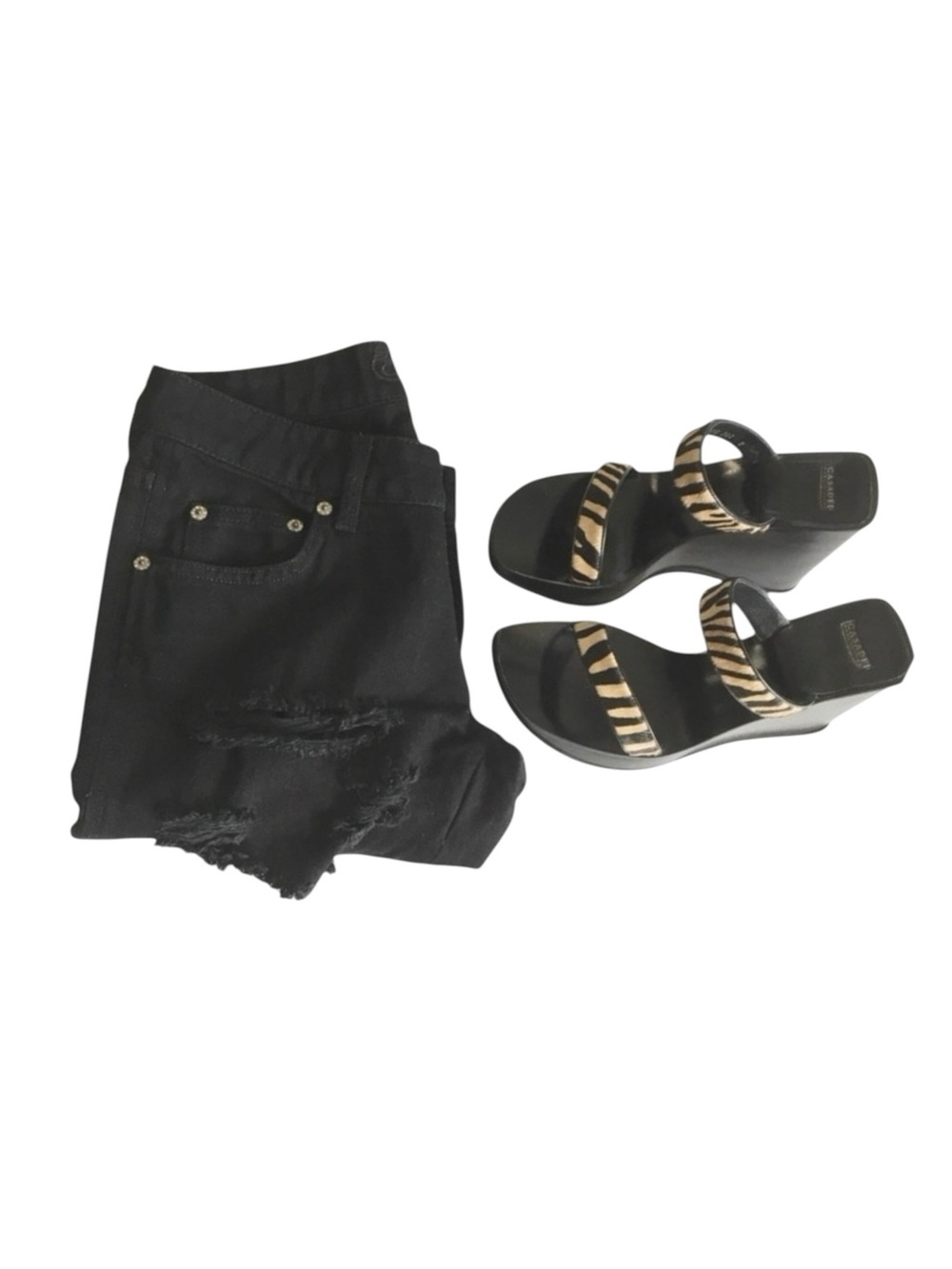 LF Carmar ❉ Skinny Shredded Rips Stretch Jeans ❉ Lace Patches ❉ Jet Black ❉ 25 ❉ - Picture 12 of 16